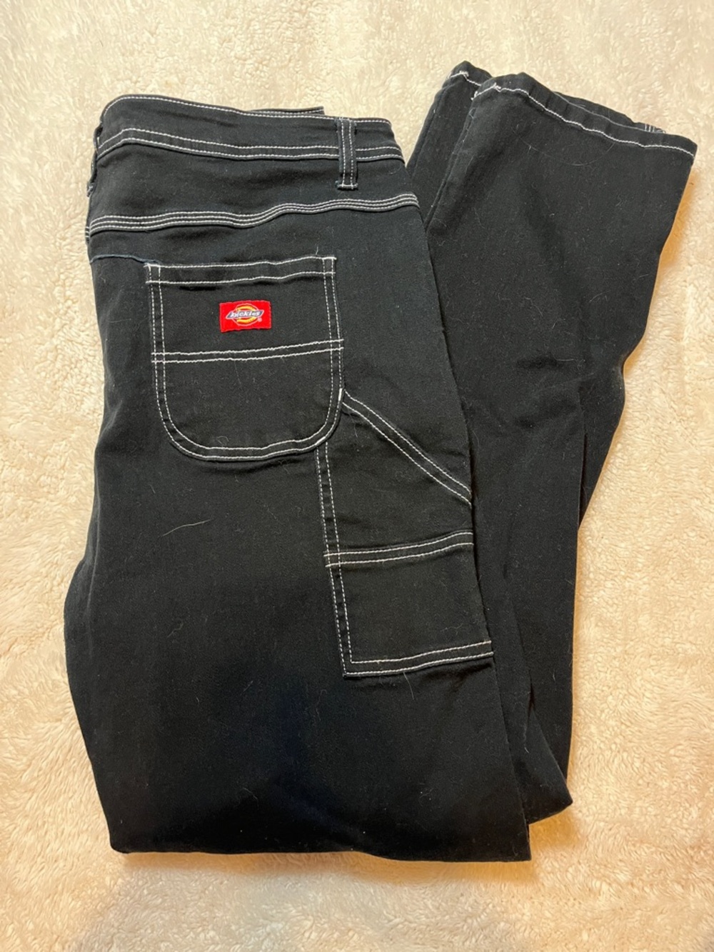 Dickies Black Work Pants with White Contrast Stitching